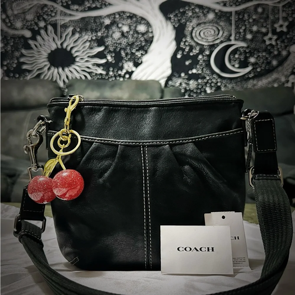 Vintage Coach soho Black Leather Shoulder Bag Crossbody purse - Picture 5 of 17